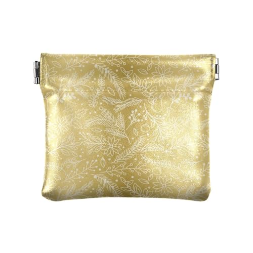 Gold Weihnachten Floral Damen PU Leder Münzbörse Niedlich Reisezubehör für Frauen, Goldenes Weihnachtsblumen, 1 size von Amooorous