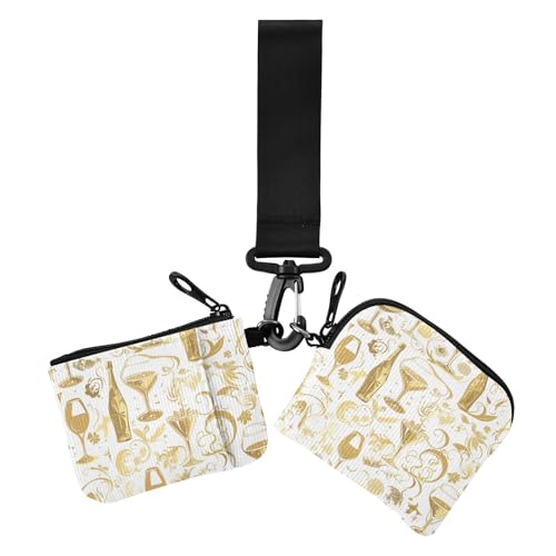 Golden Cocktail Lemon Damen Geldbörsen Kartenetuis Kompakte Größe Kartenetui Geld Organizer mit Reißverschluss Münzfach für Damen 2 Stück, Goldene Cocktail-Zitrone, 1 size, Casual von Amooorous