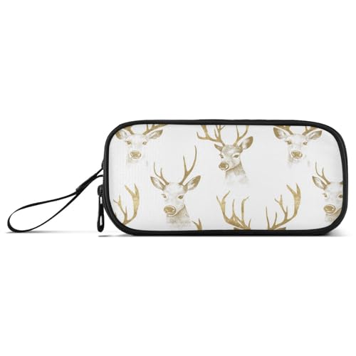 Golden Merry Christmas Hirsch Nylon Federmäppchen für Mädchen Hohe Kapazität Federmäppchen für Teenager Schreibwaren für High School Lehrer Golden Merry Christmas Hirsch Nylon Federmäppchen für Mädchen Hohe Kapazität Federmäppchen für Teenager Schreibwaren für High School Lehrer von Amooorous