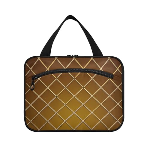 Goldraster Gradient Braun Würfelhängetasche für Männer Reisen mit Haken, Designer-Tasche für Toilettenartikel für Frauen, Reisen, Reisen, Bolsa para guardar maquillaje L von Amooorous