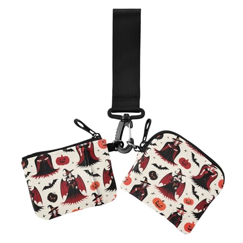 Goth Red Black Halloween Hexe Pumpkin Dual Wristlet Wallets for Women Slim Portable Coin Purse Wallet Bag with Keychain for Daily Use 2 Packs, Halloween Hexenkürbis Gothic, Rot / Schwarz, 1 size von Amooorous