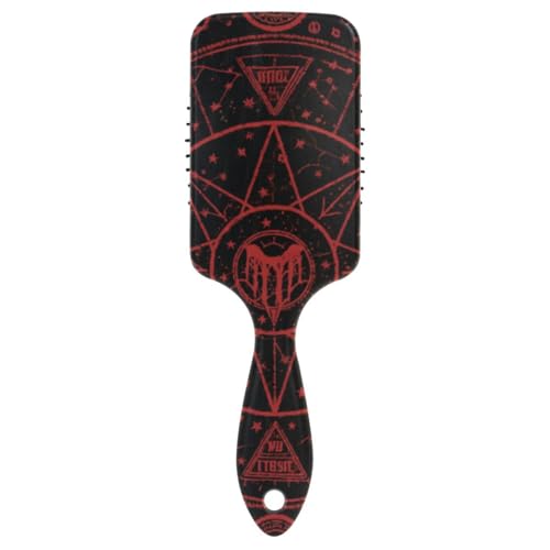 Gotische rot-schwarze Halloween-Tarot Astrologie glatte Bürste für lockiges Haar für Herren, Kopfhautmassagegerät für glattes Haar mit ergonomischem Griff, Cepillo para cabello de mujer von Amooorous