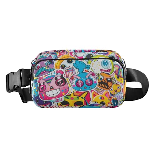 Graffiti Art Trend Play Aufkleber, modische Crossbody-Tasche, Hüfttasche für Damen und Herren, Mehrzweck-Bauchtasche mit verstellbarem Riemen für Workout, Laufen, Wandern, Graffiti Art Trend Play von Amooorous