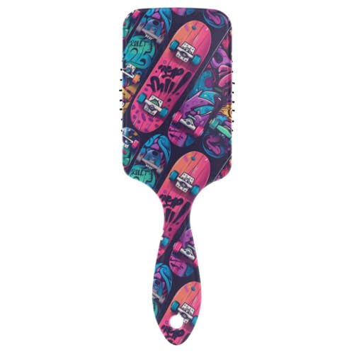 Graffiti-Skateboard-Haarbürste für schwarze Frauen, Kopfhaut-Massagegerät für Haarausfall, mit ergonomischem Griff, Cepillo para cabello de mujer von Amooorous