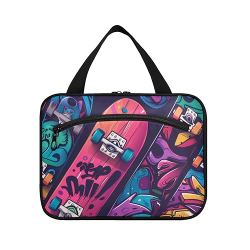 Graffiti-Skateboard-Hängetaschen für Frauen, Reisen, mit Haken, Designer-Unisex-Rasierset, Tasche für Männer für Reisen, Frauen, Badezimmer, Bolsas de Maquillaje para Mujer L von Amooorous
