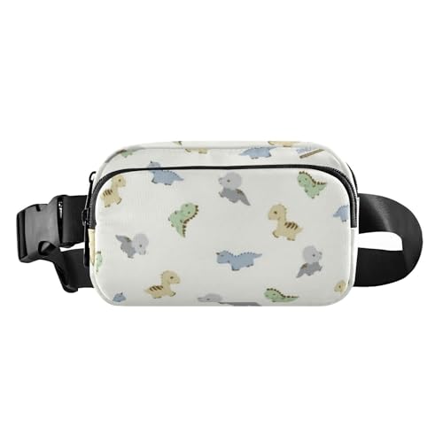 Graue Cartoon-Gürteltasche mit süßem Dinosaurier-Motiv, modische Bauchtasche für Damen und Herren, große Kapazität, Crossbody-Sporttasche mit verstellbarem Gurt, für Reisen, Fitnessstudio, Arbeit, von Amooorous