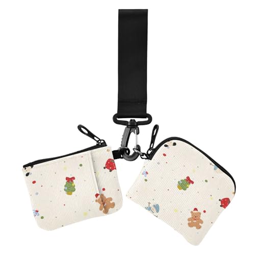 Graue Weihnachts-Cartoon-Geldbörse mit süßem Zoo für Damen, Visitenkartenetui, dünn, flach, Reißverschluss, Münzfach mit Reißverschluss, Münzfach für den täglichen Gebrauch, 2 Packungen, Grauer von Amooorous