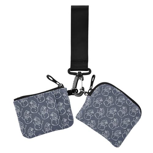 Graue Weihnachts-Schneemann-Kartenetuis für Damen, Kleingeldhalter, minimalistischer Ausweishalter, Schutz mit Reißverschlusstasche für Arbeit, Reisen, 2 Packungen, Grauer Weihnachtsschneemann, 1 von Amooorous