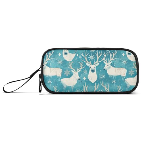 Green Pixel Elch Weihnachten Nylon Big Pencil Bags Hohe Kapazität Federmäppchen für Mädchen Schreibwaren Tasche für College Erwachsene von Amooorous