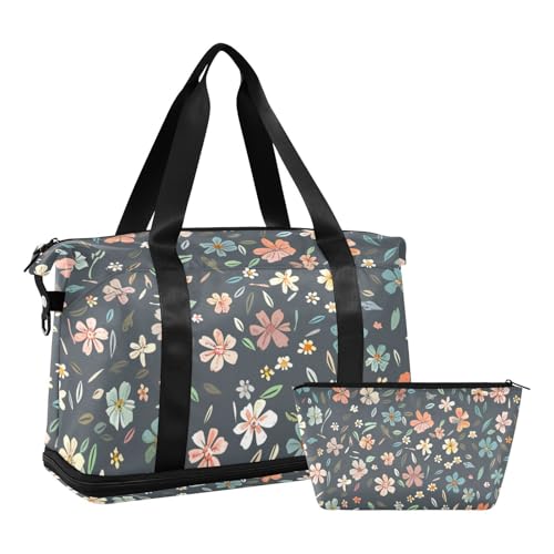 Große Sporttasche mit zerkleinerter Blume, Handgepäcktasche mit Kulturbeutel für Trekking, wasserdicht, Crushed Flower, 1 size von Amooorous