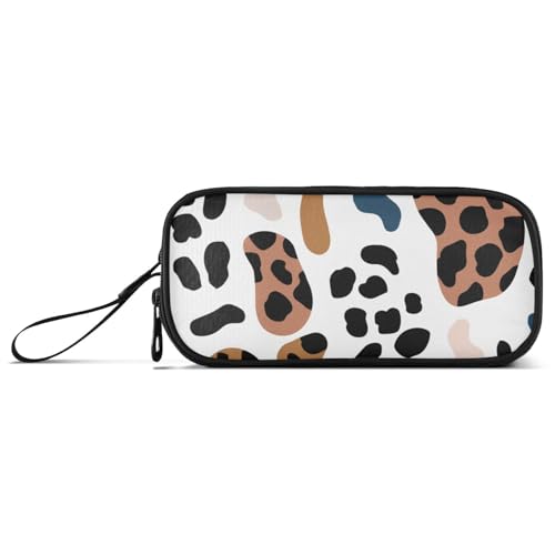 Großes Federmäppchen aus Nylon mit Leopardenmuster für Jungen, hohe Kapazität, großes Federmäppchen mit Reißverschluss, Schreibwaren für Männer der Mittelschule von Amooorous