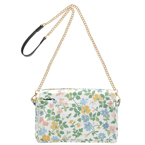 Grüne Crushed Flower Fashion Kleine Crossbody Taschen Veganes Leder Crossbody Geldbörsen Reißverschluss Schultertasche von Amooorous