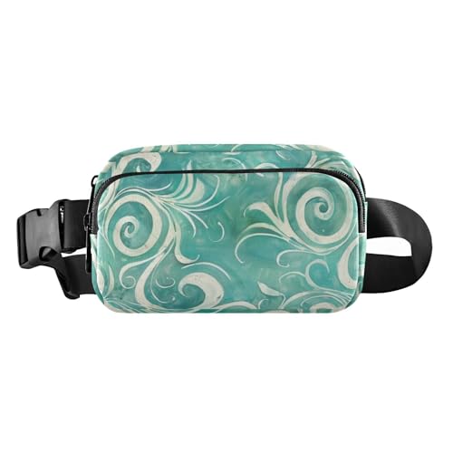 Grüne Wind-modische Gürteltasche für Damen und Herren, wasserdichte Crossbody-Tasche, Anti-Diebstahl-Hüfttasche mit verstellbarem Gurt für Reisen, Urlaub, Laufen, Grüner Wind, 1 size von Amooorous