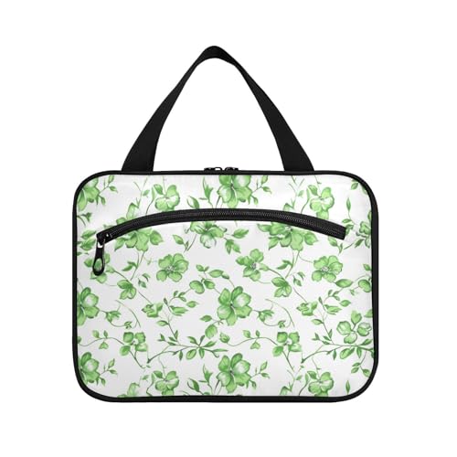 Grüne zerkleinerte Blumenrasiertasche zum Aufhängen, für Herren, Reisen, mit Haken, Designer-Kosmetiktasche für Damen, Reisen, Reisen, Bolsos para Hombre L von Amooorous