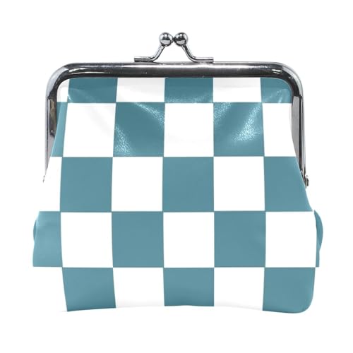 Grünes und weißes amerikanisches Karomuster aus PU-Leder, kleine Münzgeldbörse, wasserdicht, Mini-Geldbörse, Münzfach für Männer und Frauen, Reisen von Amooorous