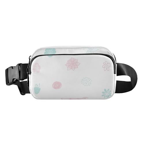 Gürteltasche für Damen und Herren, Mini-Umhängetasche mit verstellbarem Riemen, für Reisen, Laufen, Wandern, Puderblau mit Blumen, Puderblaue Blumen, 1 size von Amooorous