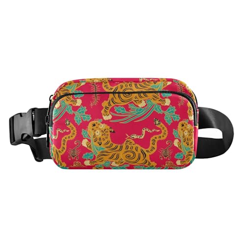 Gürteltasche im Bohemian-Stil, klassisch, Vintage, Blumenmuster, trendig, für Herren und Damen, Mehrzweck-Umhängetasche mit verstellbarem Riemen, für Workout, Laufen, Wandern, Rot, Rotes, klassisches von Amooorous