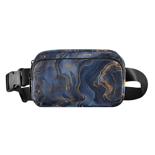 Gürteltasche mit abstraktem blauen und goldenen Marmor-Muster, niedliches Bauchtasche, für Damen und Herren, Mehrzweck-Crossbody-Sporttasche mit verstellbarem Riemen, für Radfahren, Wandern, von Amooorous
