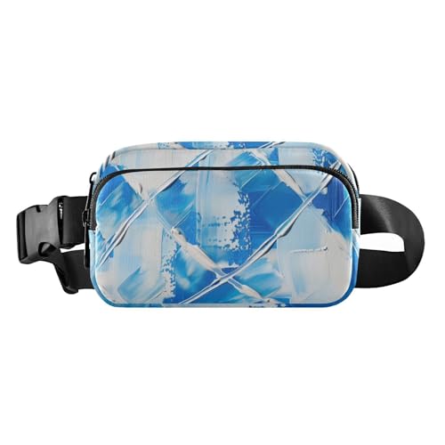Gürteltasche mit blauem Raster, modische Bauchtasche für Damen und Herren, wasserdichte Brusttasche mit verstellbarem Gurt für Radfahren, Wandern, Fitnessstudio, Weißer Hintergrund mit blauem Raster, von Amooorous
