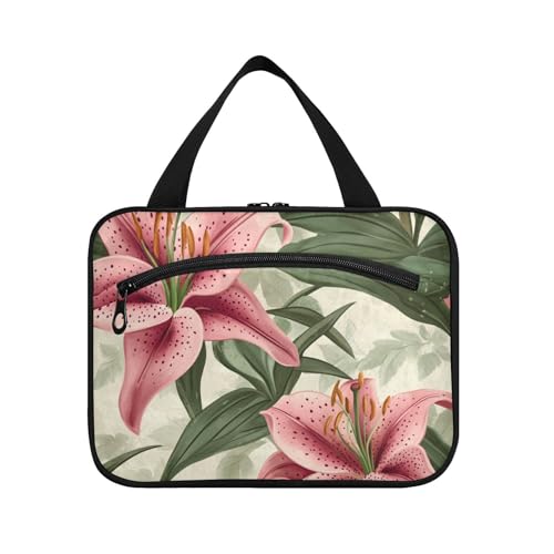 Guyana Regia Lily Red Hanging Travel Toiletry Bag Men with Hook, Designer Washable Cosmetic Bag for Travel Essentials for Women Work Bolso de maquillaje para Mujer L von Amooorous