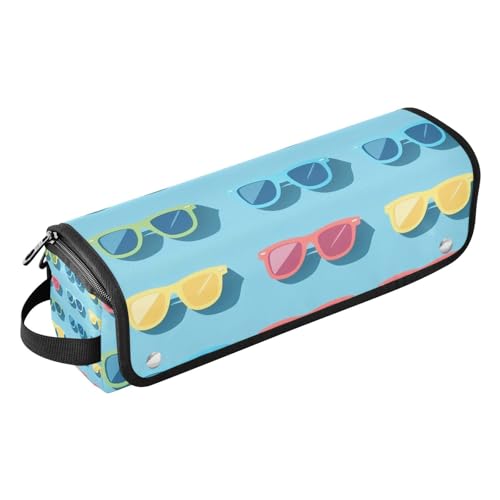 Haar-Werkzeug-Reisetasche für Damen, hitzebeständige Matte mit Reißverschluss, große Kapazität, Glätteisen, Organizer für Glätteisen, Lockenstäbe, Cartoon, niedliche farbige Sonnenbrillen von Amooorous