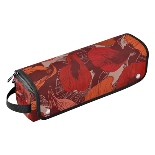 Haar-Werkzeug-Reisetasche für Damen, mit hitzebeständigem Pad, Heizwerkzeug, Reisetasche, Organizer für Lockenstab Glätteisen, flacher Haartrockner, rotes gebrochenes Gefühl, fallende Blumen, von Amooorous