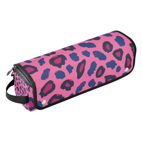 Haarwerkzeug-Reisetasche für Damen, hitzebeständige Matte mit Reißverschluss, große Kapazität, Glätteisen, Organizer für heiße Werkzeuge, Lockenstab und Glätteisen, Haarvolumizer, rosa Leopardenmuster von Amooorous