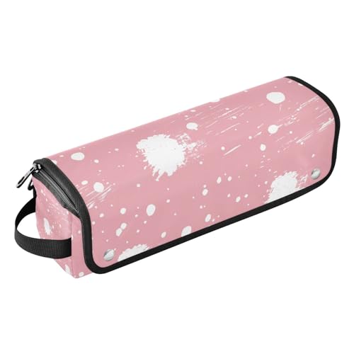 Haarwerkzeug-Reisetasche für Damen, mit hitzebeständiger Matte, Tragetasche, flacher Lockenstab, wasserdichter Organizer für Glätteisen, Lockenstäbe, pfirsichfarbener Hintergrund mit weißen Punkten, von Amooorous