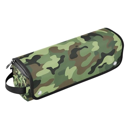 Haarwerkzeug-Reisetasche für Frauen und hitzebeständige Matte Lockenstab Reisehalter Aufbewahrungstasche für Glätteisen, Glätteisen, Lockenstäbe, Camouflage-Grün, Damen-Essentials Aufbewahrung von Amooorous