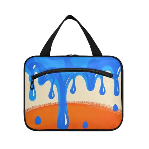 Hängetasche für Herren, fließendes Pigment, mit Haken, niedlicher Designer-Kulturbeutel, Organizer für Kreuzfahrt, Reisen, Reisen, Blau / Orange, Größe L Hängetasche für Herren, fließendes Pigment, mit Haken, niedlicher Designer-Kulturbeutel, Organizer für Kreuzfahrt, Reisen, Reisen, Blau / Orange, Größe L von Amooorous