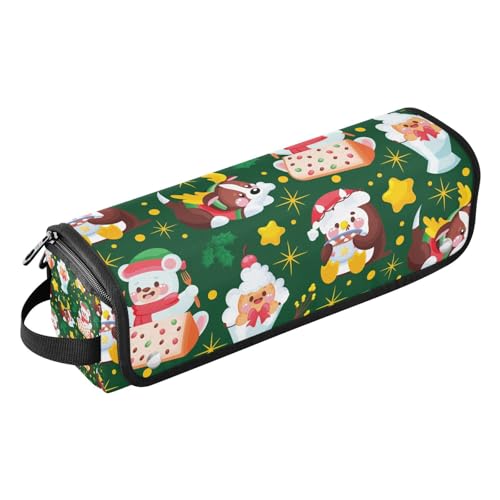 Hair Tools Reisetasche mit herausnehmbarer hitzebeständiger Matte, große Kapazität, Glätteisen, Organizer für Glätteisen, heiße Werkzeuge und Haarpflege-Zubehör, Weihnachten, Cartoon, grüner Zoo, von Amooorous