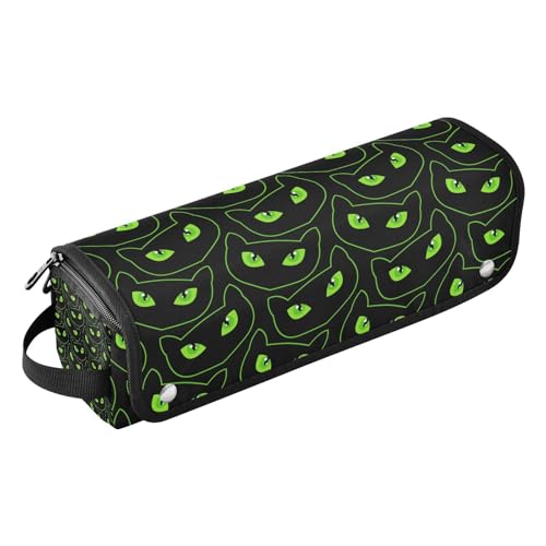 Hair Tools Reisetasche mit hitzebeständiger Matte, staubdicht, Reise-Haarglätter-Tasche für Glätteisen, Lockenstäbe, Halloween, böse schwarze Katze, Haar-Zubehör-Organizer, Halloween böse schwarze von Amooorous