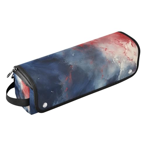 Hair Tools Reisetasche mit hitzebeständiger Matte, tragbarer Haarstyling-Werkzeug-Organizer für Glätteisen, Lockenstab, Haartrockner, rote und schwarze Marmorstruktur, Haar-Zubehör-Organizer, Rote und von Amooorous