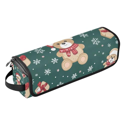 Hair Tools Reisetasche mit hitzebeständiger Matte, tragbarer Haarstyling-Werkzeug-Organizer für Lockenstab Glätteisen, flacher Haartrockner, Cartoon, niedlicher brauner Weihnachts-Teddybär von Amooorous