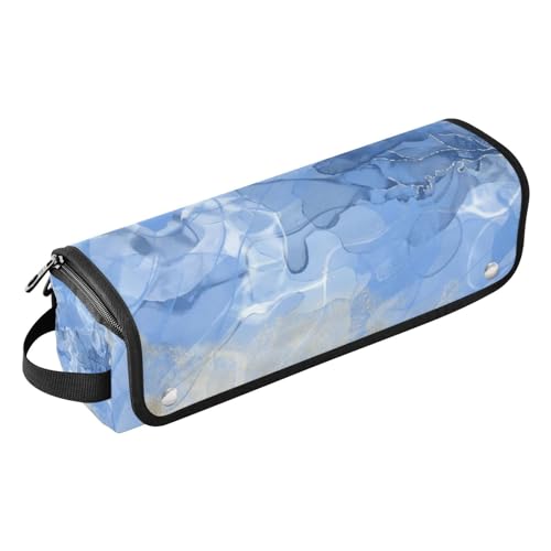 Hair Tools Reisetasche mit hitzebeständiger Matte, wasserdicht, Reise-Organizer für Glätteisen, Glätteisen, Lockenstäbe, blau-goldene Marmor-Textur, Reisezubehör, Blau-goldene Marmorstruktur, 1 Size von Amooorous