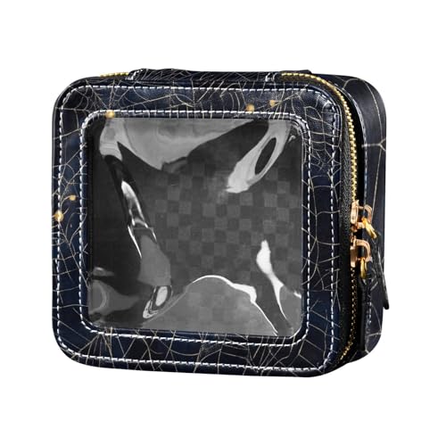 Halloween-Make-up-Tasche, schwarz, transparent, klein, Reise-Kulturbeutel, Nagellack-Organizer-Tasche zum Fliegen von Amooorous