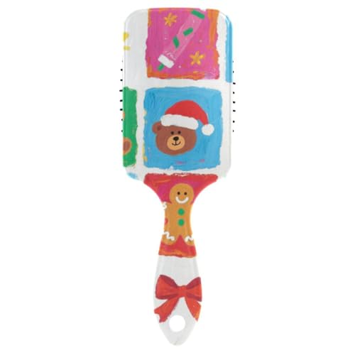 Happy Christmas Bear Antistatische Haarbürste für dickes Haar, Kopfhautmassage für dickes Haar, mit ergonomischem Griff, Cepillo para definir rizos von Amooorous