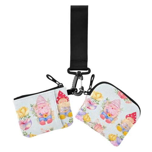 Happy Easter Frischer Frühling lebendige Blumen Damen Geldbörsen Kartenetuis Slim Abnehmbarer Reißverschluss Bargeld Münze Geldbörse mit Schlüsselanhänger für Frauen 2 Stück, Fröhliche Ostern, frische von Amooorous