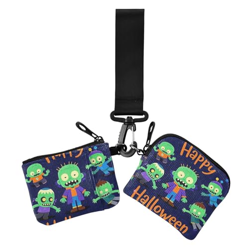 Happy Halloween Cartoon Cute Zombie Dual Wristlet Wallets for Women Mini Fashion Card Money Holder with Zipper Coin Pocket for Daily Use 2 Packs, Happy Halloween Cartoon Cute Zombie, 1 size, Casual von Amooorous