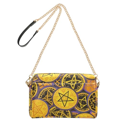 Happy Halloween Magic Badge Modische Umhängetasche für Damen, veganes Leder, modische Geldbörsen, wasserdichte Schultertasche von Amooorous