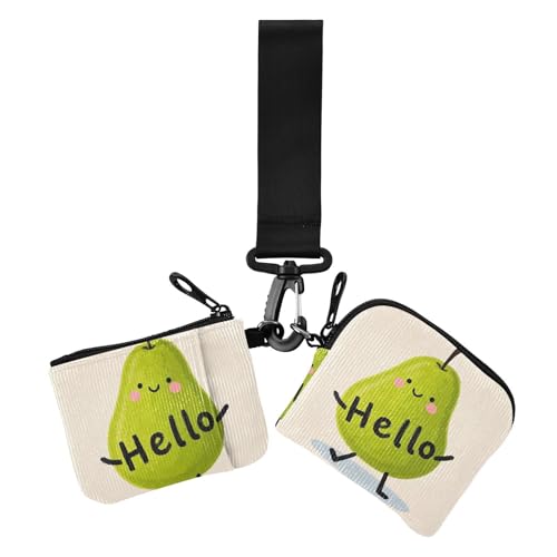 Hello Cartoon Cute Green Pear Dual Wristlet Wallets for Women Slim Portable Credit Card Wallet Organizer with Zipper Coin Pocket for Daily Use 2 Pcs, Hello Cartoon süße grüne Birne, 1 size, Casual Hello Cartoon Cute Green Pear Dual Wristlet Wallets for Women Slim Portable Credit Card Wallet Organizer with Zipper Coin Pocket for Daily Use 2 Pcs, Hello Cartoon süße grüne Birne, 1 size, Casual von Amooorous