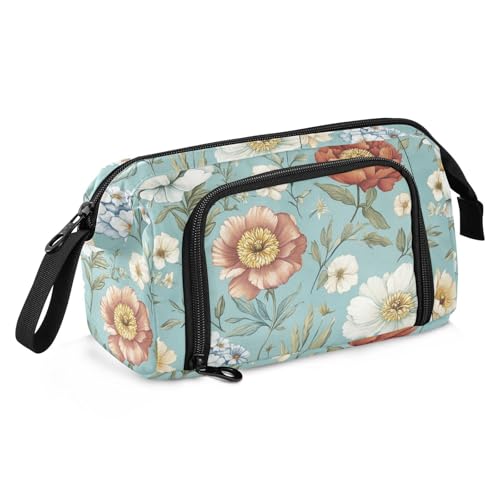 Herbst Blumen Pfingstrosen Großes Federmäppchen Große Kapazität Make Up Tasche Leichte Federmäppchen mit Fächern für Jungen Reisen von Amooorous