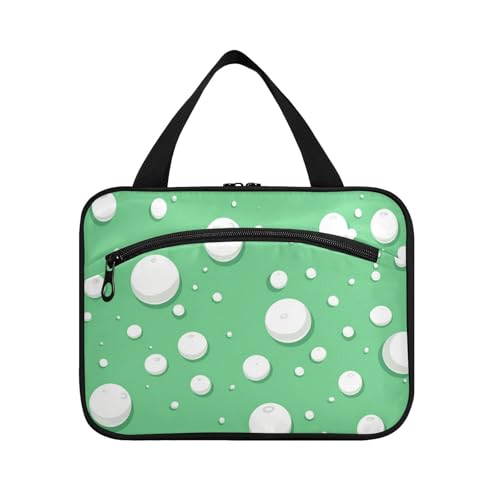 Herren-Kulturbeutel mit Haken, runde Punkte auf grünem Hintergrund, faltbar, Designer-Kulturbeutel für Reisen, Essentials für Damen, Rucksackreisen, Größe L von Amooorous