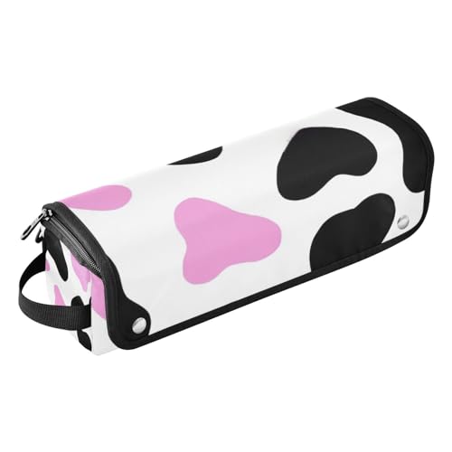 Hot Hair Tools Reisetasche mit Eisenmatte, Heizwerkzeuge, Reisetasche, Organizer für Glätteisen, Lockenstäbe, Schwarz-Pfirsich-Kuh-Druck, Haar-Zubehör-Organizer, Schwarz-Pfirsich-Kuhdruck, 1 Size von Amooorous