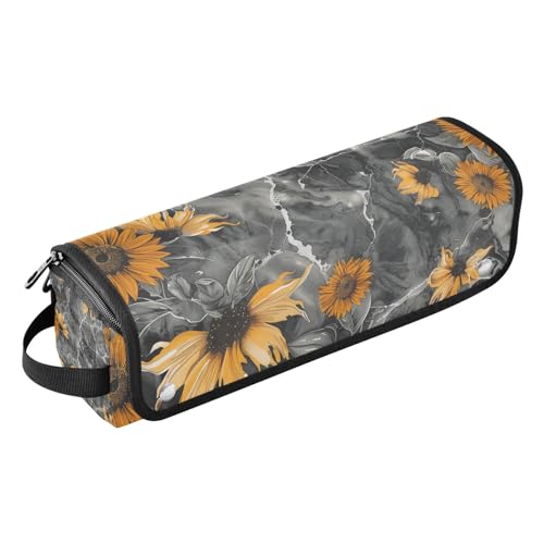 Hot Hair Tools Reisetasche mit Eisenmatte, abnehmbarer Haarstyling-Zubehör-Organizer für Glätteisen, Lockenstäbe, grauer Marmor, Sonnenblume, Schmetterling, Reisezubehör für Frauen, Grauer Marmor von Amooorous