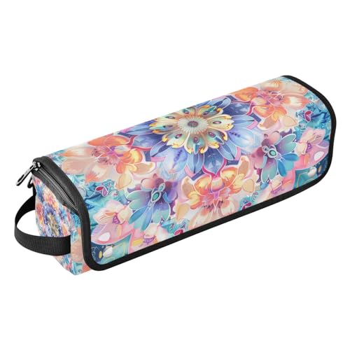 Hot Hair Tools Reisetasche mit hitzebeständigem Polster, tragbare Reise-Tragetasche für Glätteisen, Lockenstäbe, trendiger Boho, bunte Blumen, Blüten, für Damen, wichtige Aufbewahrung von Amooorous