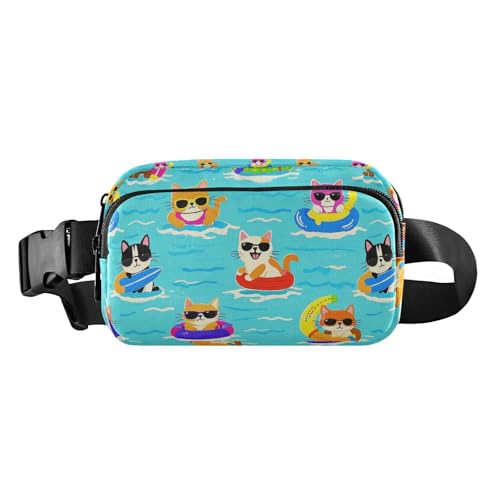 Hüfttasche für Katzen und Hunde, Motiv: Cartoon, trendig, für Männer und Frauen, Mehrzweck-Schultertasche für Reisen, unverzichtbar mit verstellbarem Gurt, für Workout, Laufen, Wandern von Amooorous