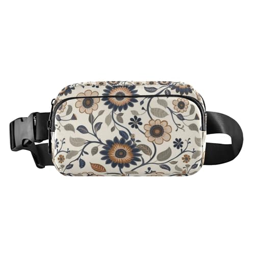 Hüfttasche im Vintage-Stil, Retro-Blumen, für Damen und Herren, wasserabweisend, mit verstellbarem Riemen für Shopping, Sport, Arbeit von Amooorous