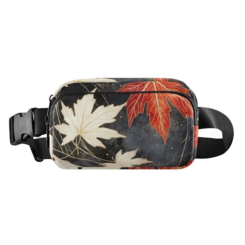 Hüfttasche im chinesischen Stil, rote zerkleinerte Blume, trendige Bauchtasche für Damen und Herren, große Kapazität, Crossbody-Pass-Tasche mit verstellbarem Gurt, für Reisen, Einkaufen, Laufen, Rote von Amooorous