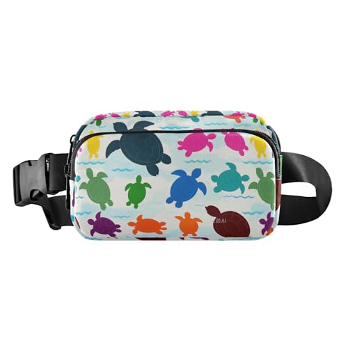 Hüfttasche mit Cartoon-Schildkröten-Silhouette, für Herren und Damen, klein, mit verstellbarem Riemen, für Reisen, Laufen, Wandern, Beige Hüfttasche mit Cartoon-Schildkröten-Silhouette, für Herren und Damen, klein, mit verstellbarem Riemen, für Reisen, Laufen, Wandern, Beige von Amooorous